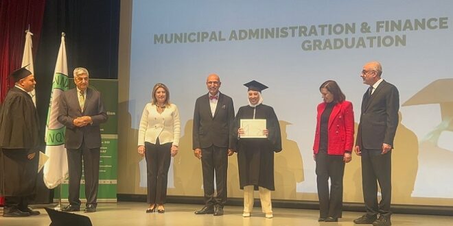 دبلوم في ادارة ومالية البلديات بتقدير جيد جدا للدكتوره حنان عدنان الشعار